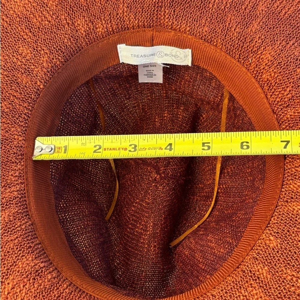 Treasure & Bond Hat‎ Fedora Rust Orange Knit Wide Brim One Size Boho 70s Style